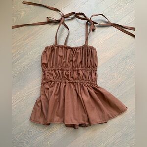 Maya Meyer gathered bustier top in brown